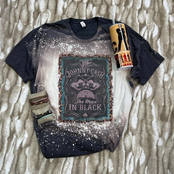 Johnny cash bleached t shirt - Picture 1 of 1